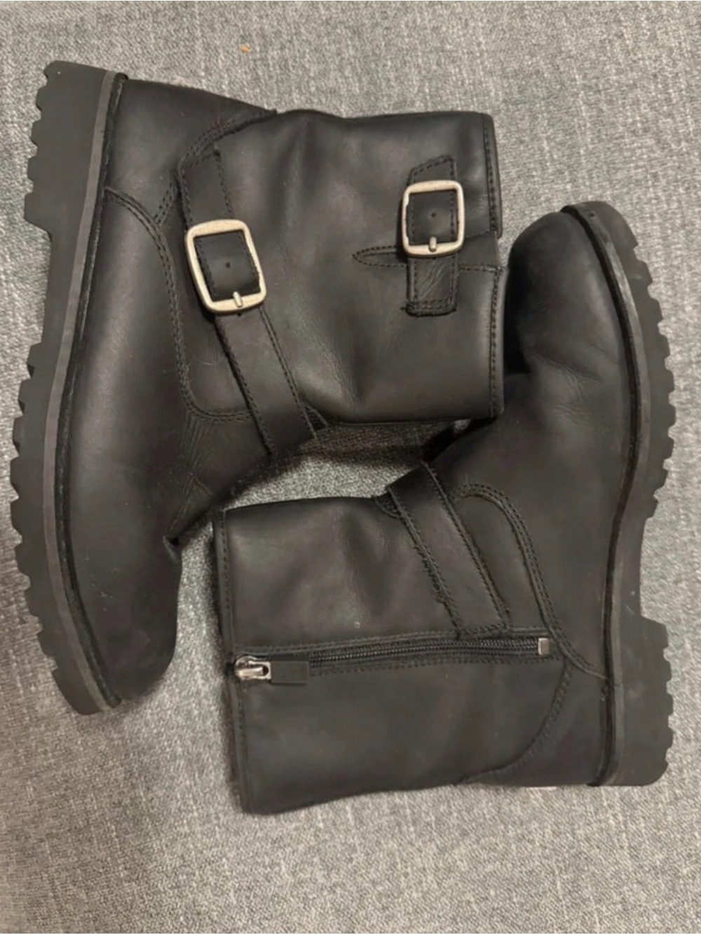 Girls UGG Leather Buckle Boots - Classic Moto Style